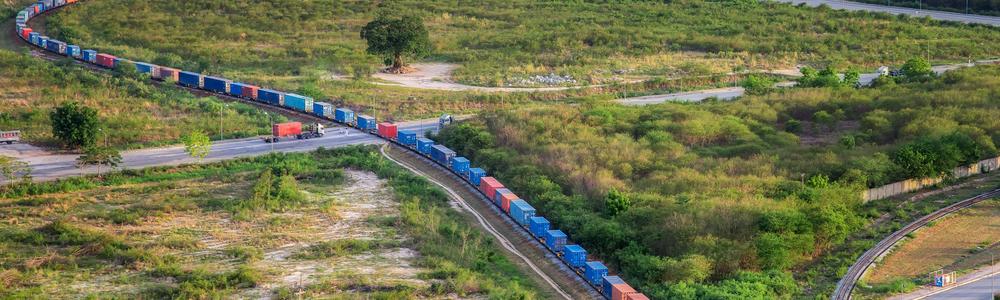 Long train with containers