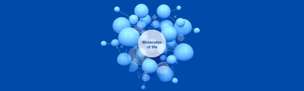 Molekyl med engelsk text: molecules av life.