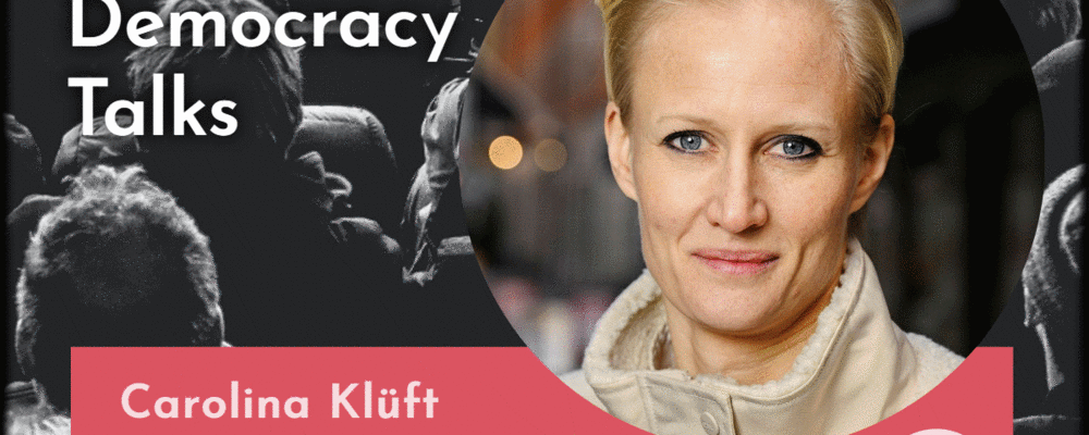 Foto av Carolina Klüft och texten Gothenburg Democracy Talk