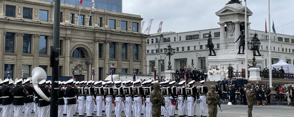 The annual May 21 ceremony at Plaza Sotamayor in Valparaíso.