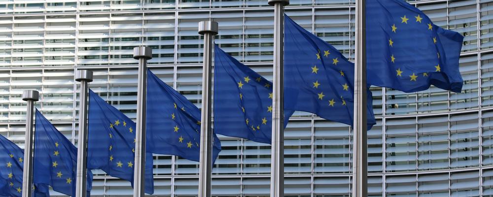 EU flags at the European Commission Berlaymont building