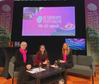 Matarvspodden på Vetenskapsfestivalen: Eva Knuts, Christel Larsson och Lisa Haeger
