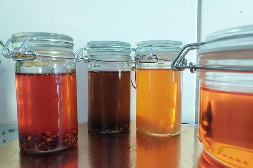Jars of extracted oil 