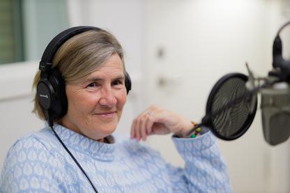 Eva Hagström i studion för Matarvspodden